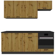 Komplet mebli kuchennych grafit + dąb artisan N1-F80