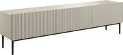 Szafka RTV Nicole 200 cm na metalowych nogach z szufladą - kaszmir / czarne nóżki
