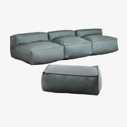 Dojans 3-częściowa Sofa Modułowa I Pufa Ogrodowa Éter Zieleń - Sklum