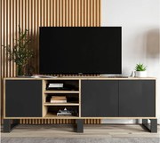 Szafka RTV NILA 6 150 dąb wotan/czarny mat