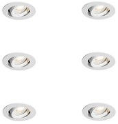 Set van 6 inbouwspots wit kantelbaar 6,5cm incl. LED IP54 ultra slim - Pupil Nowoczesny Oswietlenie wewnetrzne