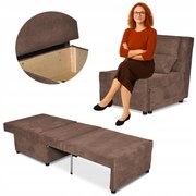 Fotel rozkładany funkcja spania KIMO pojemnik na pościel Family Meble brąz