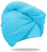 Szybkoschnący turban do włosów frotte turkusowy, 100% bawełna