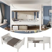 Łóżko piętrowe dla dzieci - 2 x 90 x 200 cm - łóżko rozkładane i regulowane, drabinka - Metal + drewno - białe