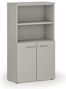 Szafa biurowa kombinowana PRIMO GRAY, drzwi na 2 poziomach, 800 x 420 x 1434 mm, szary