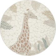Dywan Jungle Kids Pokój Dziecięcy 3D Odporny - Kremowy - 120 cm Okrągły