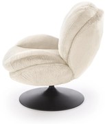 SHELL Fotel wypoczynkowy Kremowy Tkanina futerkowa LAPIT Funkcja obracania