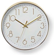 Nedis CLWA015PC30GD - Zegar ścienny 1xAA biały/złoty