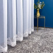 Firana haftowana Amber podkład z bambusa elegancka biała wys. 280 cm