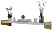 Wisząca półka z metalowymi wspornikami złoty + biały C5-S30
