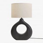 Lampa Stołowa Joana Z Drewna Mango Nizina Czarna & Biały Ø30 Cm - ↑25 Cm Arlina - Sklum