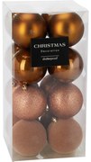 Zestaw 16 szt. ozdób choinkowych Festive Sparkles, złoto-brązowy, śr. 8 cm, plastik, śred. 8 cm