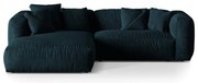 Ciemnoniebieski aksamitny narożnik modułowy (lewostronny/z szezlongiem) Martina – Micadoni