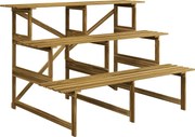 Outsunny regał na rośliny półka na kwiaty regał na kwiaty półka na rośliny stojak na kwiaty 3 stopnie drewno jodłowe kolor ciemnobrązowy 120 x 80 x 80 cm