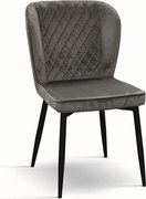 Zestaw 4 krzeseł z szarego aksamitu - SOHO