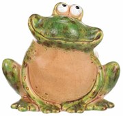 Ceramiczna dekoracja ogrodowa Żaba, 13 x 10 x 12cm, 10 cm