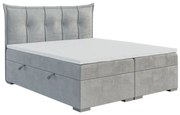 Łóżko kontynentalne MASALI 140x200 szare velvet z pojemnikiem LAVERTO