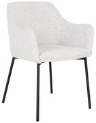 Biały tapicerowany fotel jadalniany z podłokietnikami Melilla – House Nordic