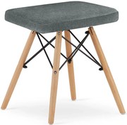 Szary skandynawski drewniany taboret tapicerowany K5-Z16