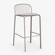 Pack 4 Wysokich Stołków Ze Stali Anerina Moka Brown & ↑75 Cm & Jasnoszary Taupe - Sklum