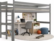Szare łóżko dziecięce na antresoli - 5 rozmiarów C7-D51