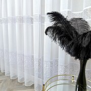 Firana dekoracyjna z gipiurą trzy pasy klasyczna biała na Markizecie wys. 280 cm