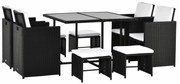 Outsunny 9-cz. komplet ogrodowy stół z krzesłami z technorattanu zestaw wypoczynkowy szary