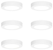 Zewnetrzna Zestaw 6 reflektorów wpuszczanych lub natynkowych białych 14 cm z diodami LED z 3-stopniową funkcją ściemniania do ciepłego światła z przełącznikiem DIP - Trans Oswietlenie zewnetrzne