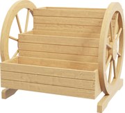 Outsunny Podwyższone grządko, 3 poziomy, dekoracja koła wozu, drewno naturalne, 62 x 61 x 57 cm | Aosom PL
