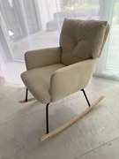 REZERWACJA Fotel wypoczynkowy bujany beżowy, do salonu, sypialni, tkanina, FW8