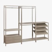 Janine 3-częściowa Otwarta Szafa Modułowa Z Niskim Stalowym Stojakiem Na Buty Moka Brown - Sklum