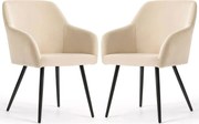 Zestaw 2 beżowych krzeseł welurowych W7-Z41