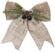 Jutowa kokarda z gałązką i szyszkami, 33 x 38 cm
