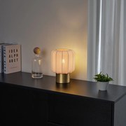 Lampa stołowa Japandi złota z beżowym kloszem - PluniJapandi Oswietlenie wewnetrzne