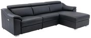 Kanapa narożna PEDRERA z elektryczną funkcją relax, ze skóry typu superior w kolorze czarnym – prawostronna