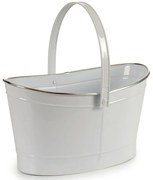 Osłonka na doniczkę cynkowa, biała, 35,7 x 21,5 x 35 cm