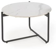 Stolik kawowy ACUNA 60x60 biały marmur/czarny HALMAR