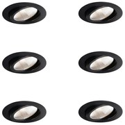Zestaw 6 reflektorów wpuszczanych czarnych 9,5 cm z LED 1300 lm ściemnialne IP65 - Gaius Nowoczesny Oswietlenie wewnetrzne