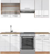 Aneks kuchenny biały wysoki połysk/złoty dąb power 200x60x81.6 fame-line
