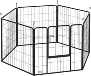 PawHut Kojec dla psa, zagroda dla zwierząt, 6 paneli, stal, składany, Czarny