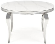 Okrągły stół glamour srebrny + biały marmur R6-H87