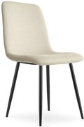 Beżowe gładkie krzesło tapicerowane na czarnych nogach T1-D76