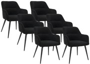 Zestaw 6 krzeseł HEKA - Podłokietniki - Tkanina i metal - Czarny