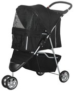 PawHut Wózek dla psów i kotów składany dla psów i kotów do 10 kg 75 x 45 x 97 cm Ciemnoszary