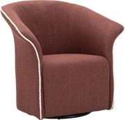 Krzesło obrotowe Siena Bordeaux 83,5x66x80 cm - Krzesło tapicerowane z obrotową podstawą, rama z żelaza i drewna, elegancki i nowoczesny design
