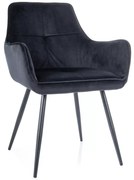 Aksamitne krzesło do jadalni z czarnymi nogami GRAPE czarne