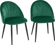 HOMCOM Zestaw 2 Krzeseł Jadalniane Zielone Fotele Kuchenne Nowoczesny Design | Aosom PL