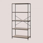 Regal Z Drewna I Metalu Baxter Czarny - Naturalna - Sklum