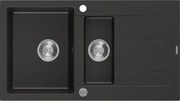 Mexen Matias zlewozmywak granitowy 1,5-komorowy z ociekaczem 900 x 505 mm, czarny/złoty metalik, syfon chrom - 6502901505-75