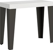 Konsola rozkładana 90x40/196 cm Flame Small Premium Frassino biała rama w kolorze Antracytu